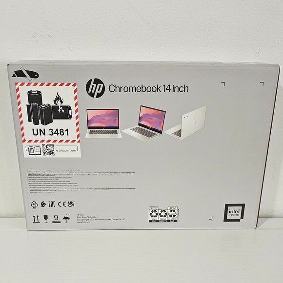 HP 14 in HD Chromebook Laptop Intel Processor N200 4GB RAM 128GB- Glacier Silver - Picture 6 of 9